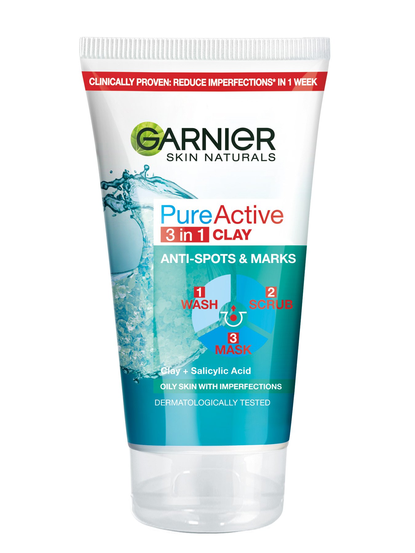 Garnier Skin Naturals Pure Active 3v1 Gel+piling+maska proti mozoljem 