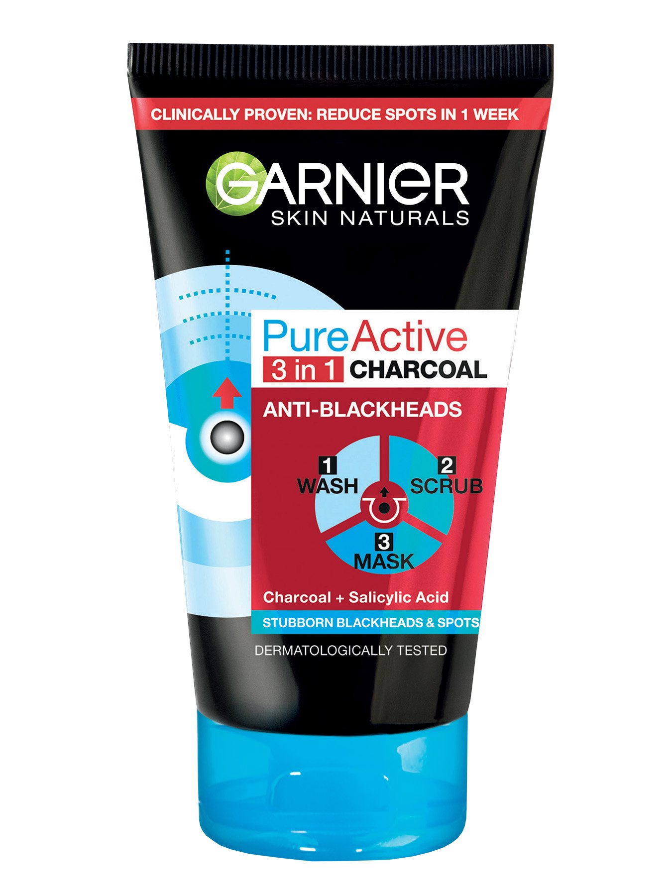 Garnier Skin Naturals Pure Active 3v1 Gel+Piling+Maska proti ogrcem 