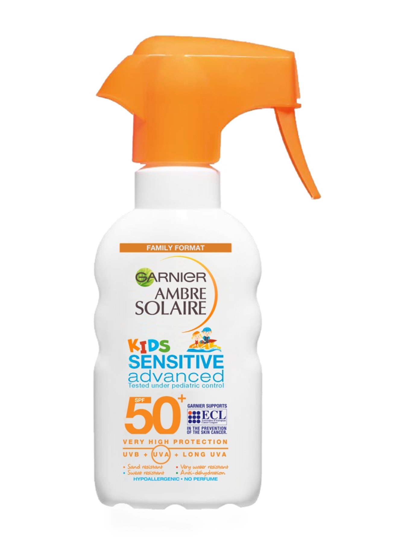 Garnier Ambre Solaire Kids Sensitive Advanced SPF50+ pršilo za otroke 